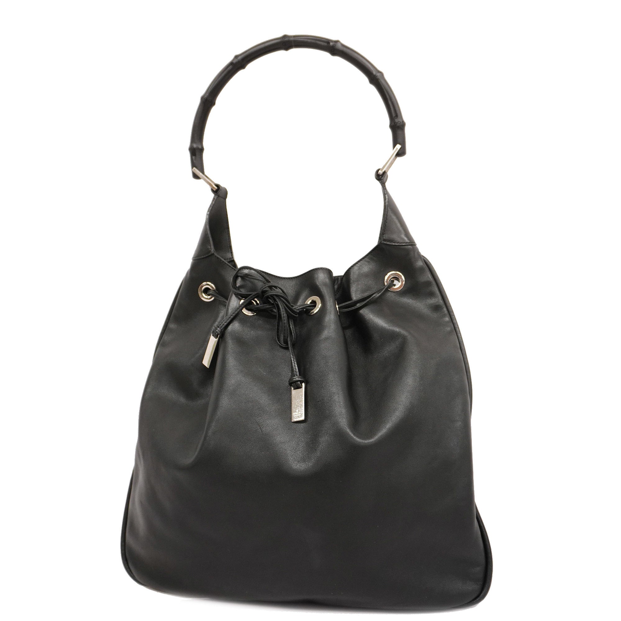 GCCI  Bamboo Shoulder Bag 001 4006 Women's Leather Shoulder Bag Black