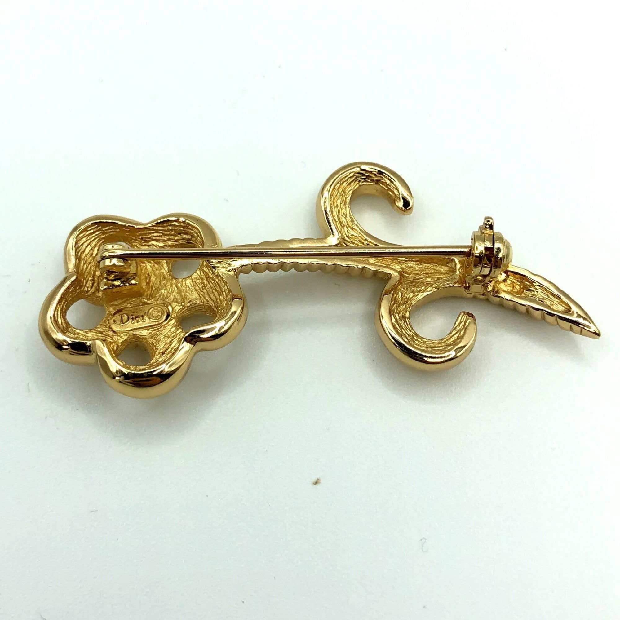 CHRISTIAN D1OR brooch rhinestone gold accessories ladies