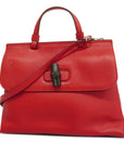 GCCI  Bamboo 2way Bag 392013 Women's Leather Handbag,Shoulder Bag Red Color