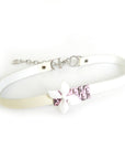 CHRISTIAN D1OR Choker Necklace Trotter Flower Leather/Metal Off-White/Pink/Silver Women's e55784f