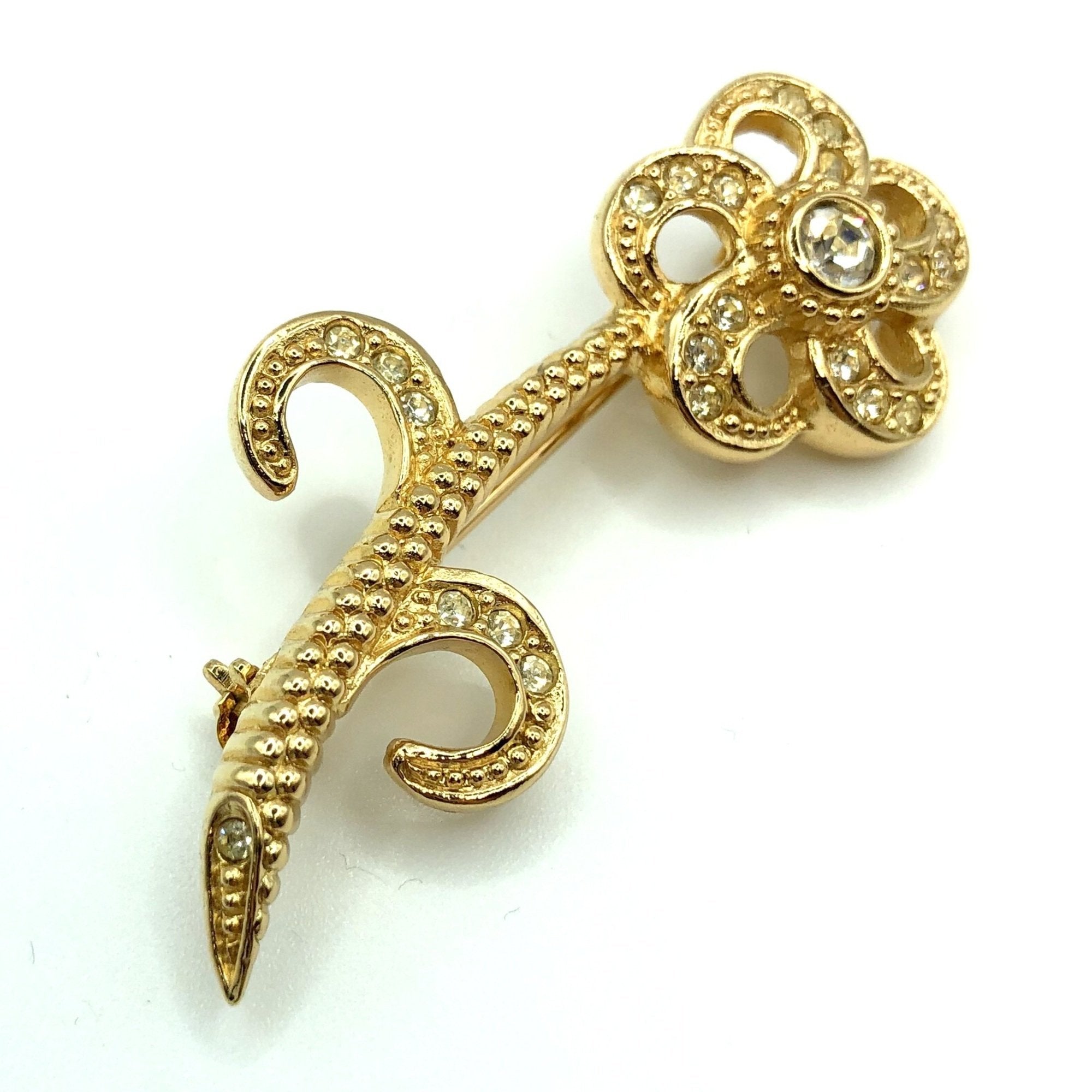 CHRISTIAN D1OR brooch rhinestone gold accessories ladies