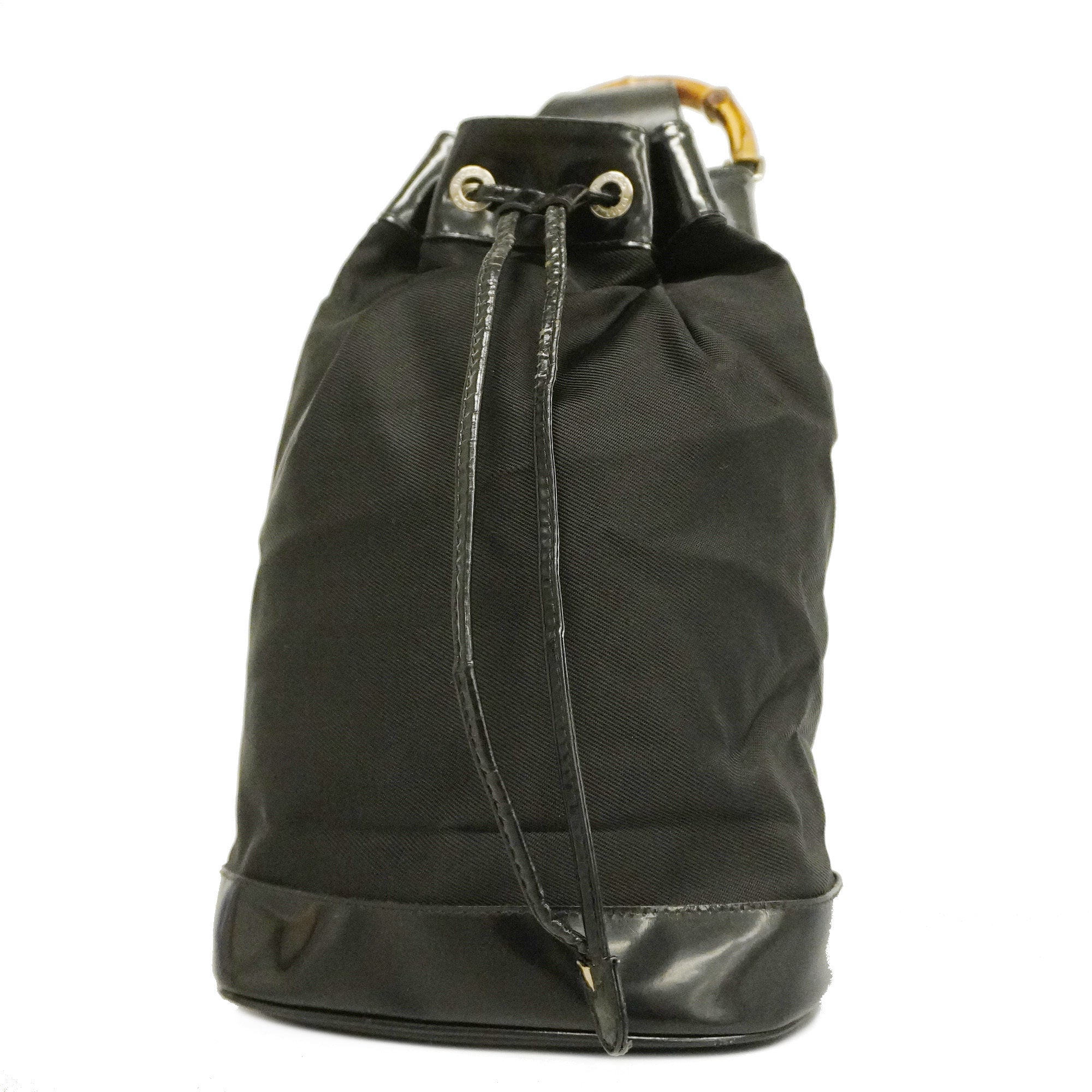 GCCI  Bamboo Shoulder Bag Nylon/enamel 003 2113 0036 Shoulder Bag Black