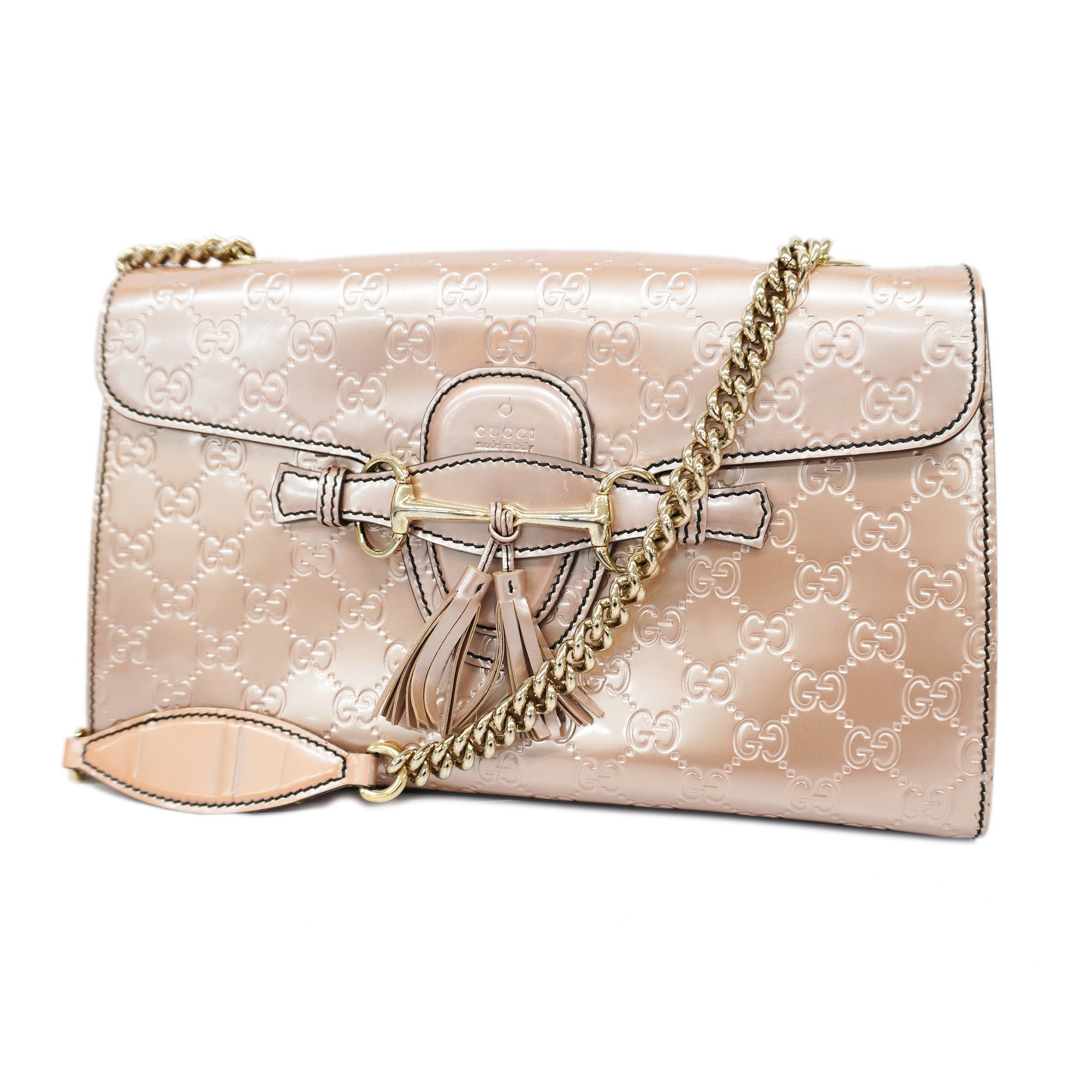 GCCI  Horsebit Shoulder Bag Emily Enamel 295402 Women's Shoulder Bag Pink
