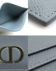 CHRISTIAN D1OR Card Case Pass Leather Blue Gray Ladies