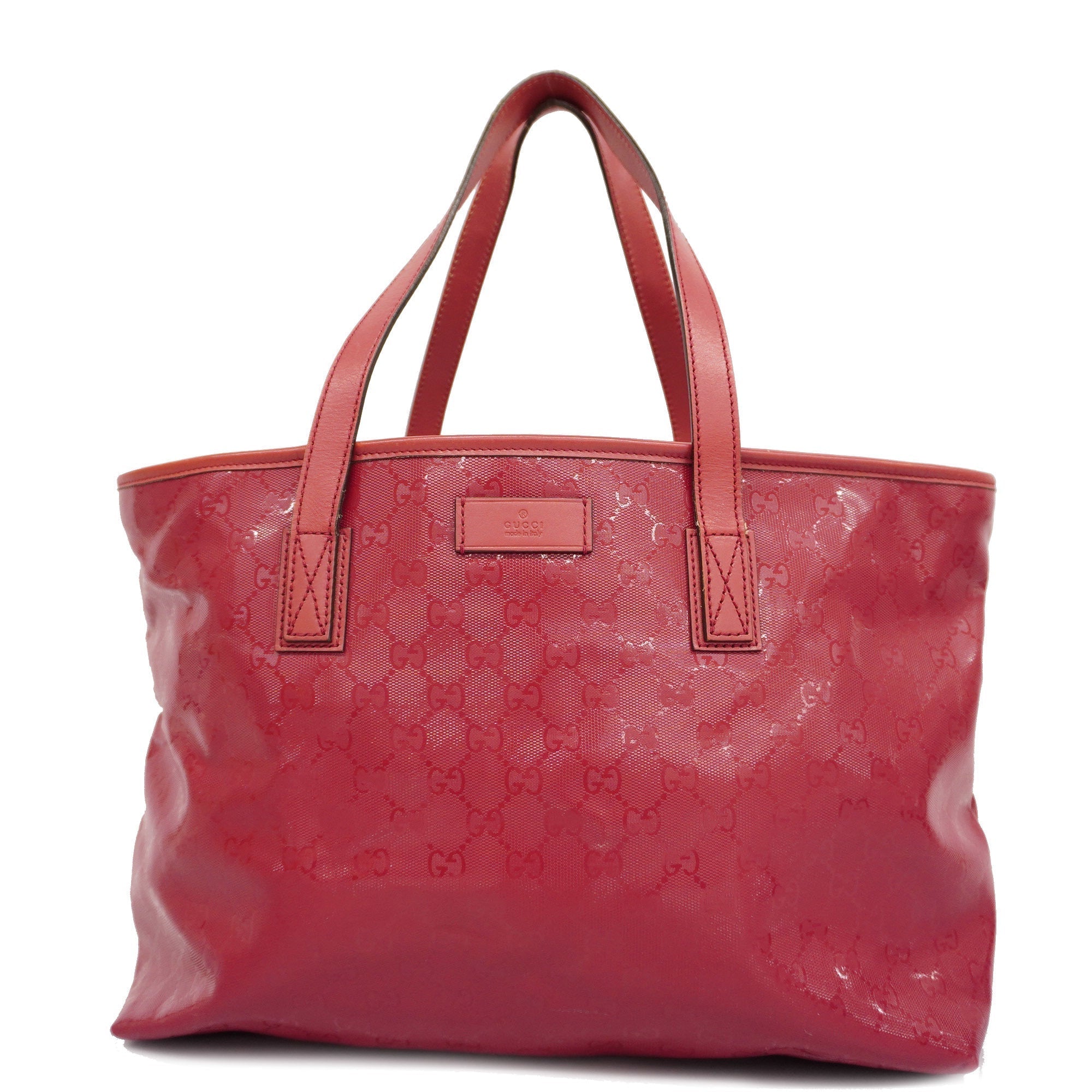 GCCI  GG Imprime 211137 Women's Leather Tote Bag Red Color