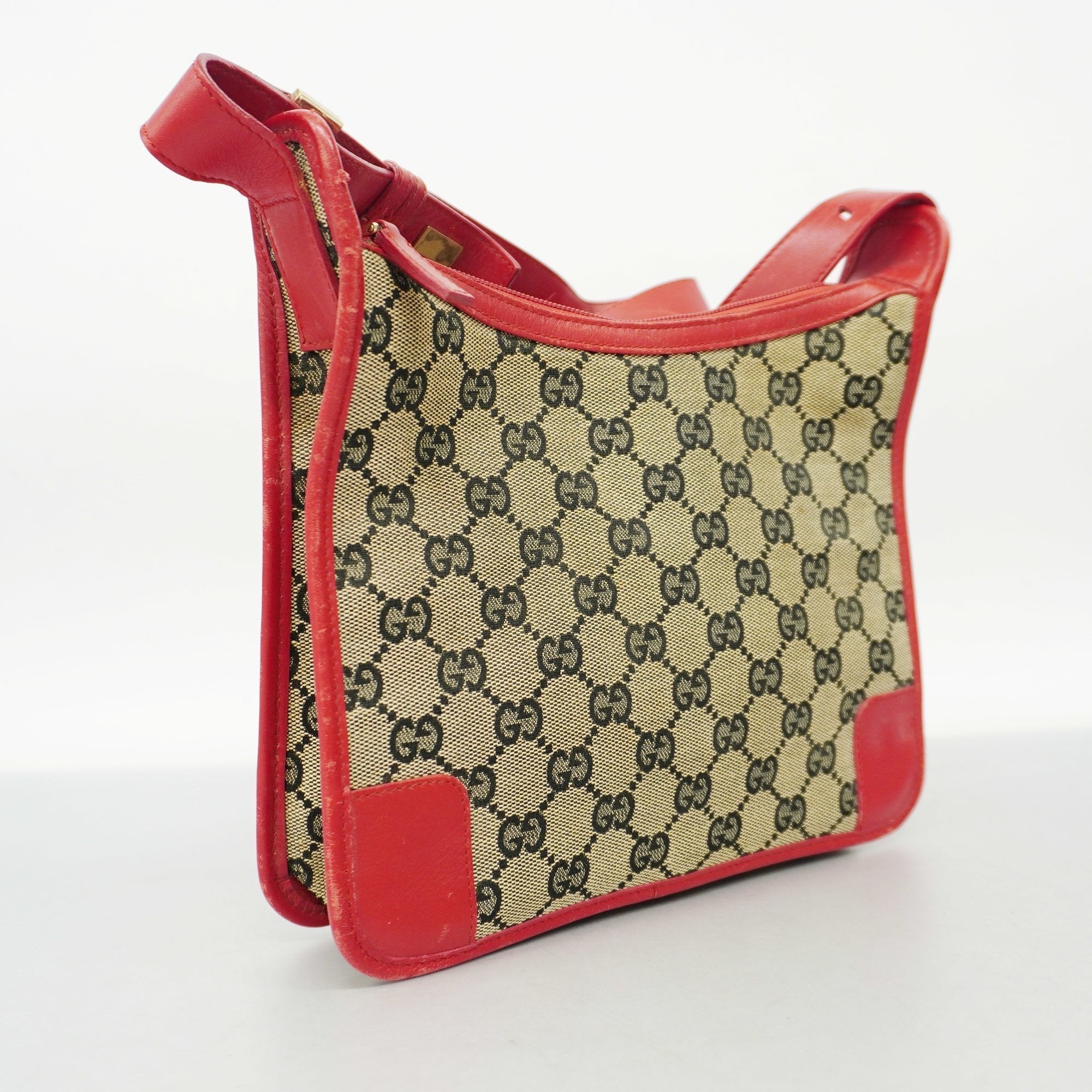 GCCI  GG Canvas Shoulder Bag 001 4206 Women's Navy,Red Color