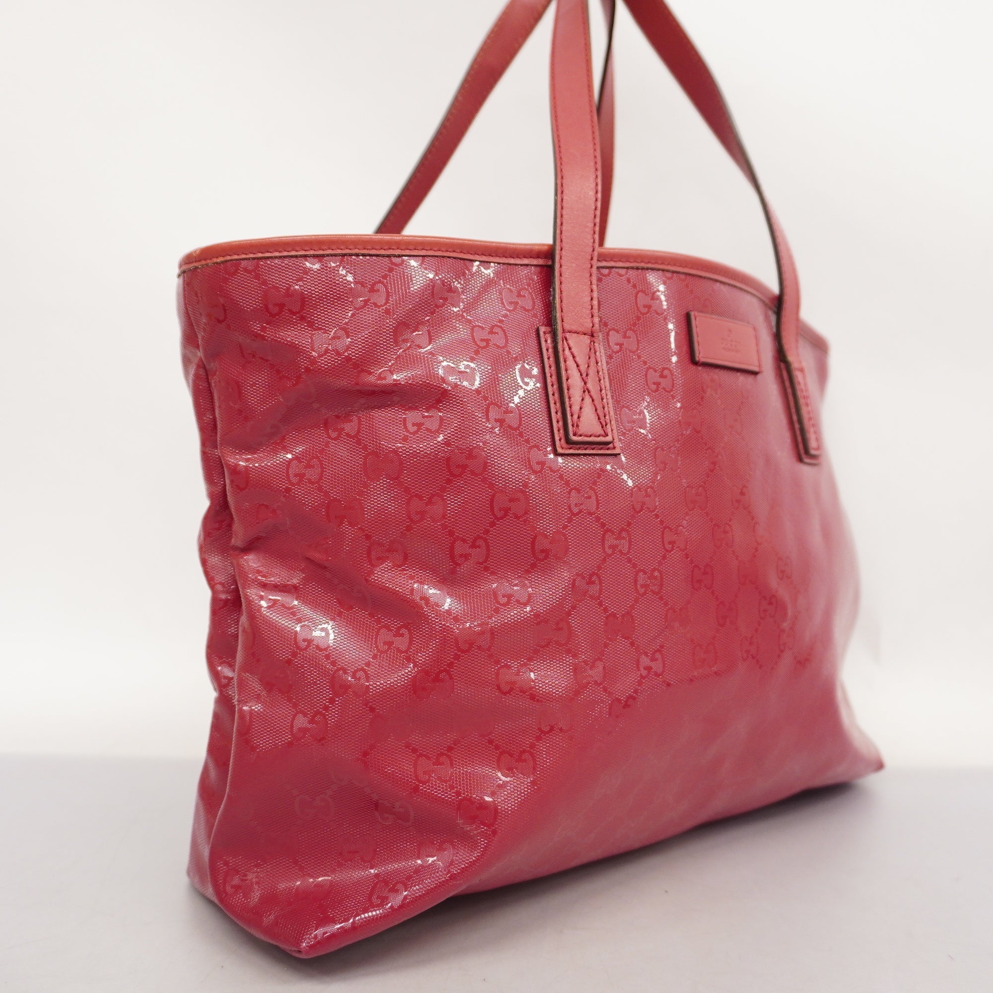 GCCI  GG Imprime 211137 Women's Leather Tote Bag Red Color