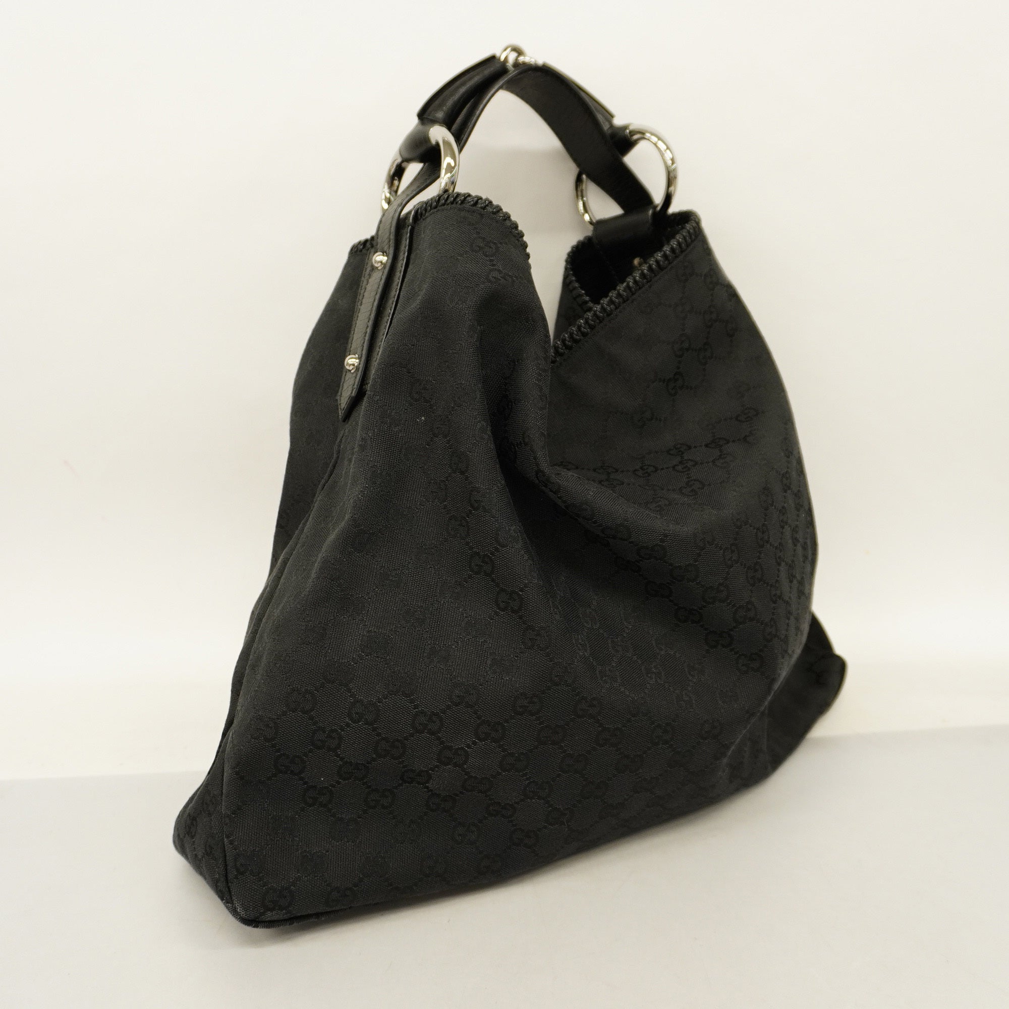 GCCI  Horsebit Shoulder Bag 114900 Women's GG Canvas Shoulder Bag Black