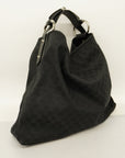 GCCI  Horsebit Shoulder Bag 114900 Women's GG Canvas Shoulder Bag Black