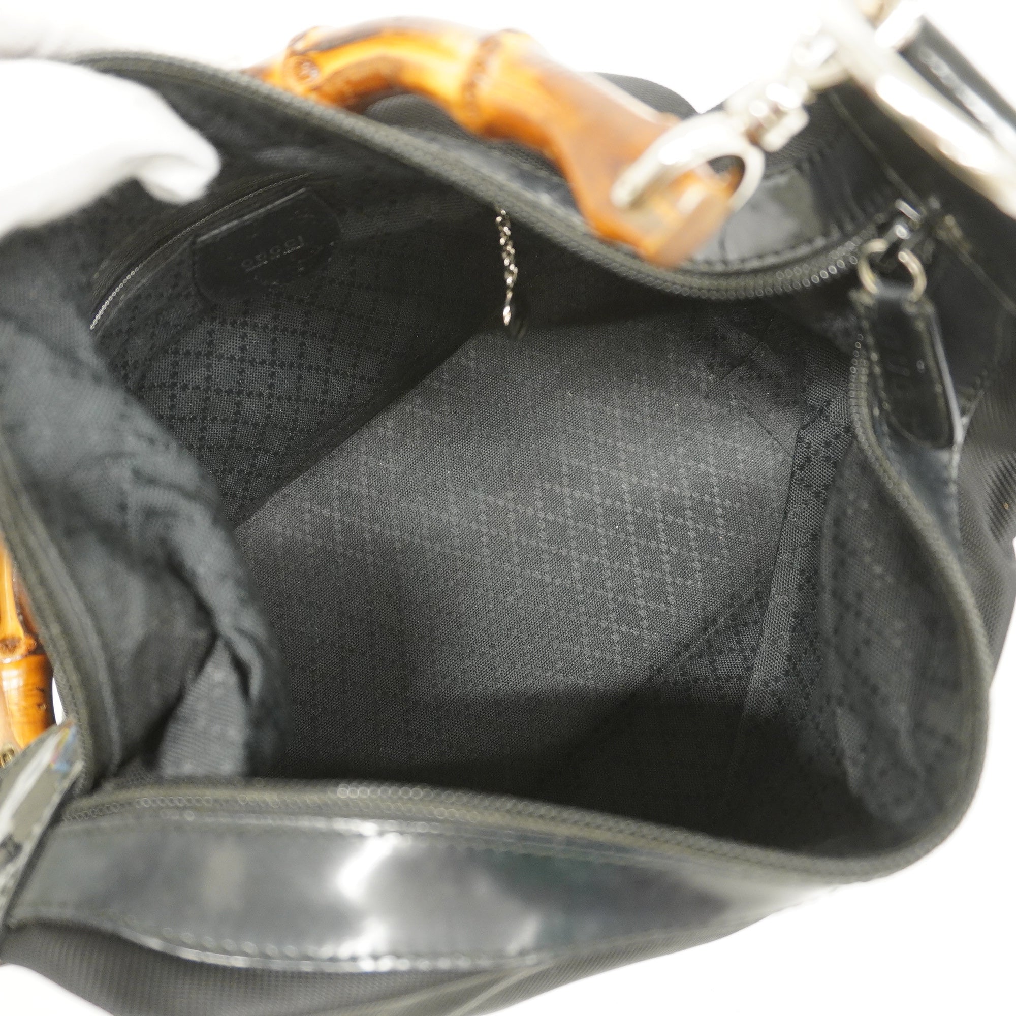 GCCI  Bamboo Shoulder Bag 000 1998 0531 Women's Nylon Shoulder Bag Black