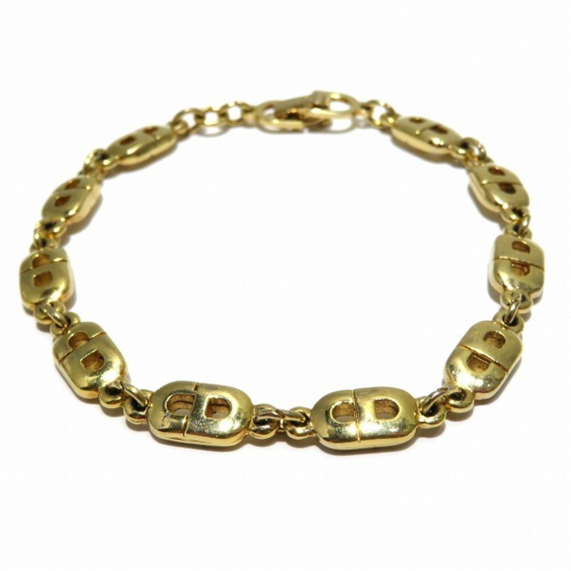 CHRISTIAN D1OR CD Logo Bracelet Gold Metal Brand Accessory Women's