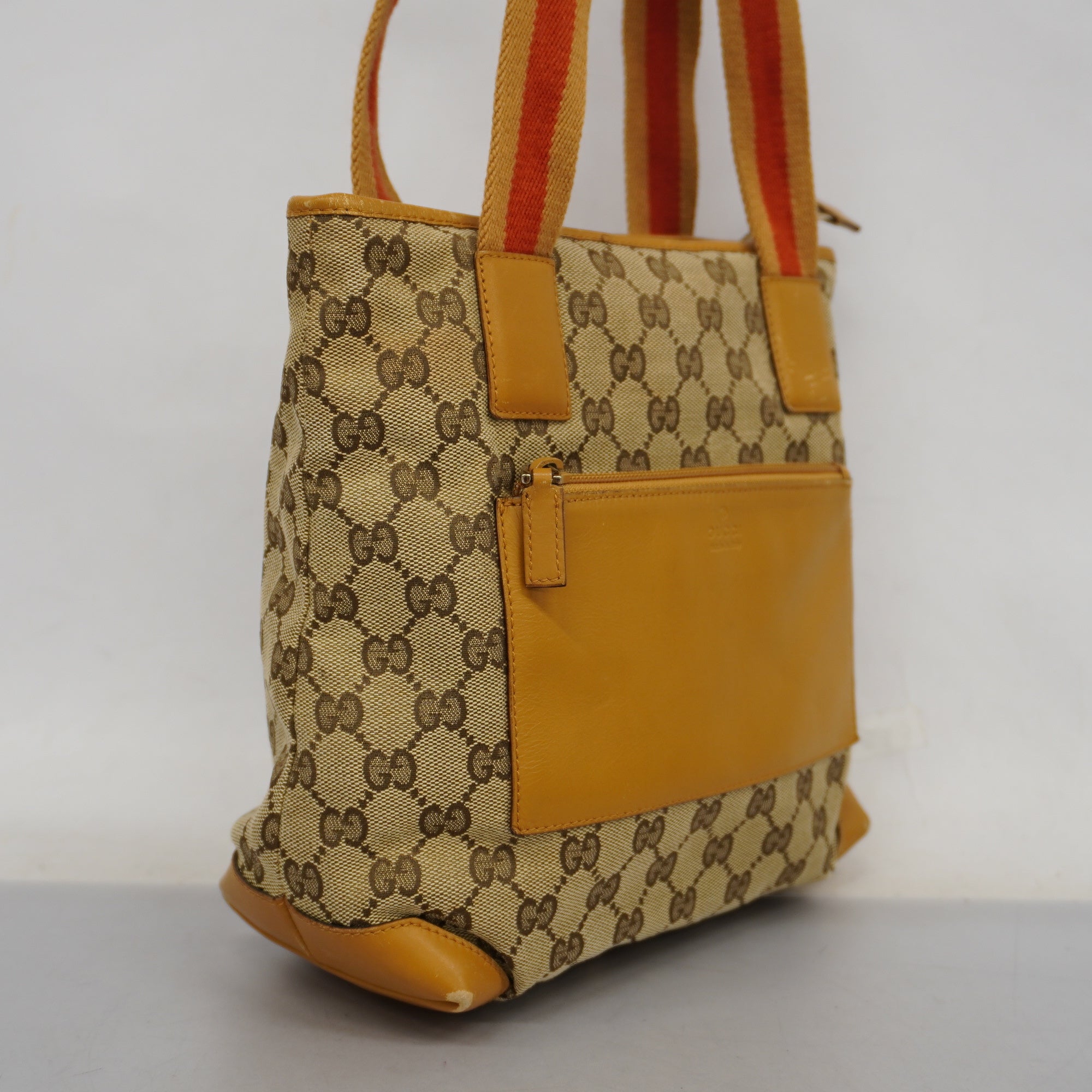 GCCI  GG Canvas 019 0402 Women's Leather Tote Bag Beige