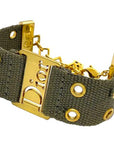 CHRISTIAN D1OR Bracelet Khaki Gold Canvas GP Chain Jacquard Plate Adjuster Accessory