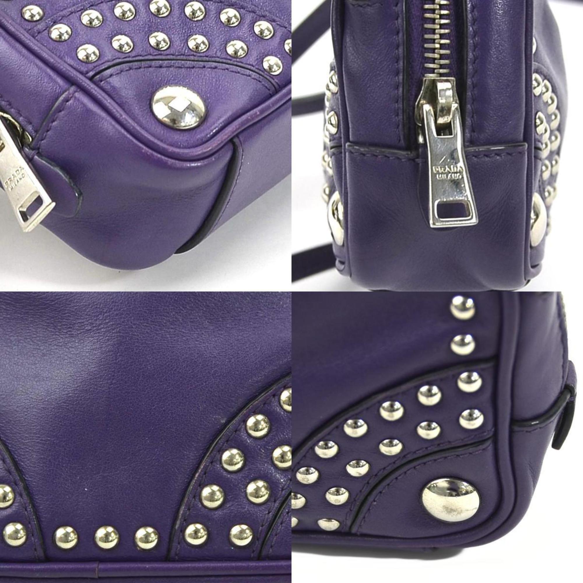 PRD Crossbody Shoulder Bag Leather Purple Ladies