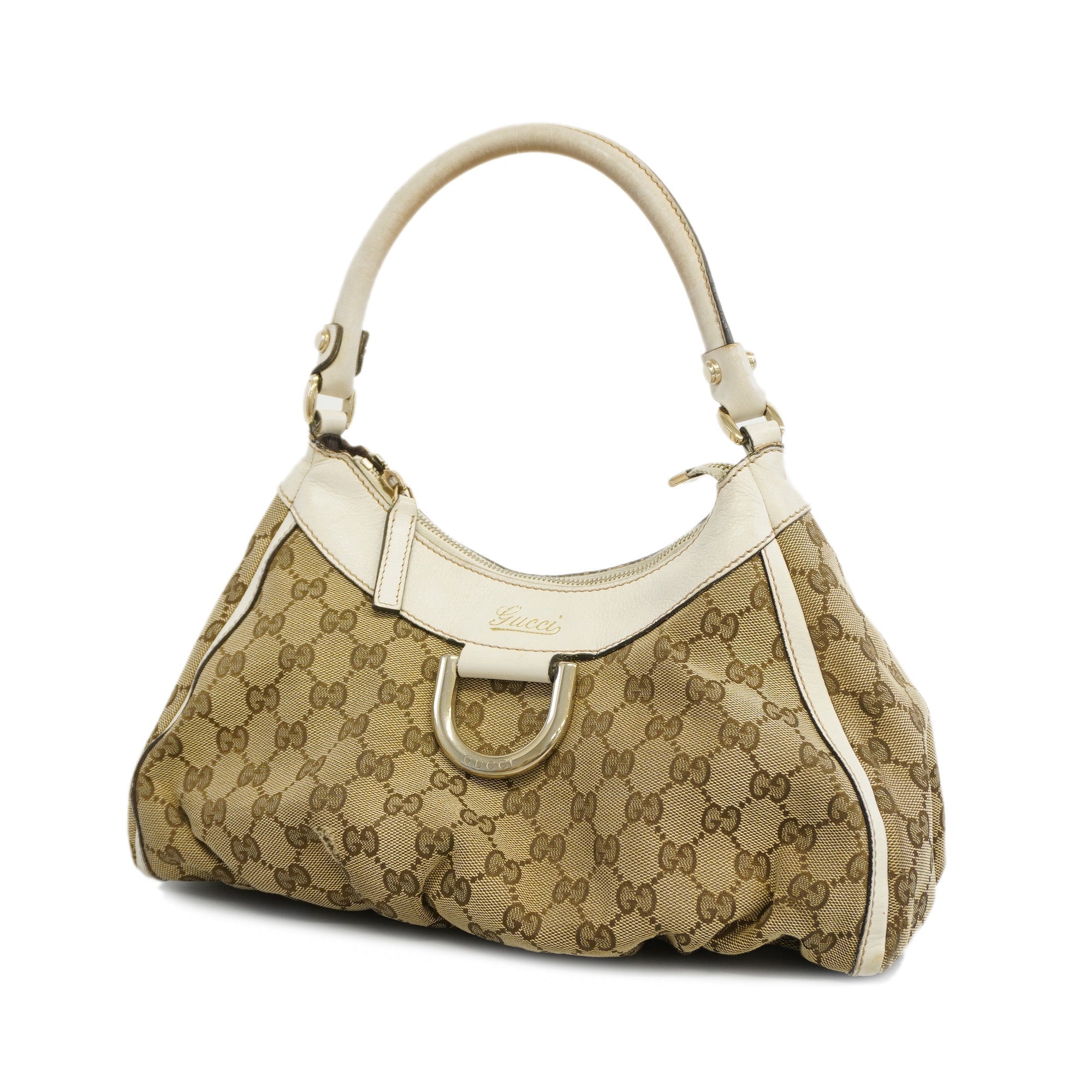 GCCI  GG Canvas Handbag 190525 Women's Handbag Beige,White