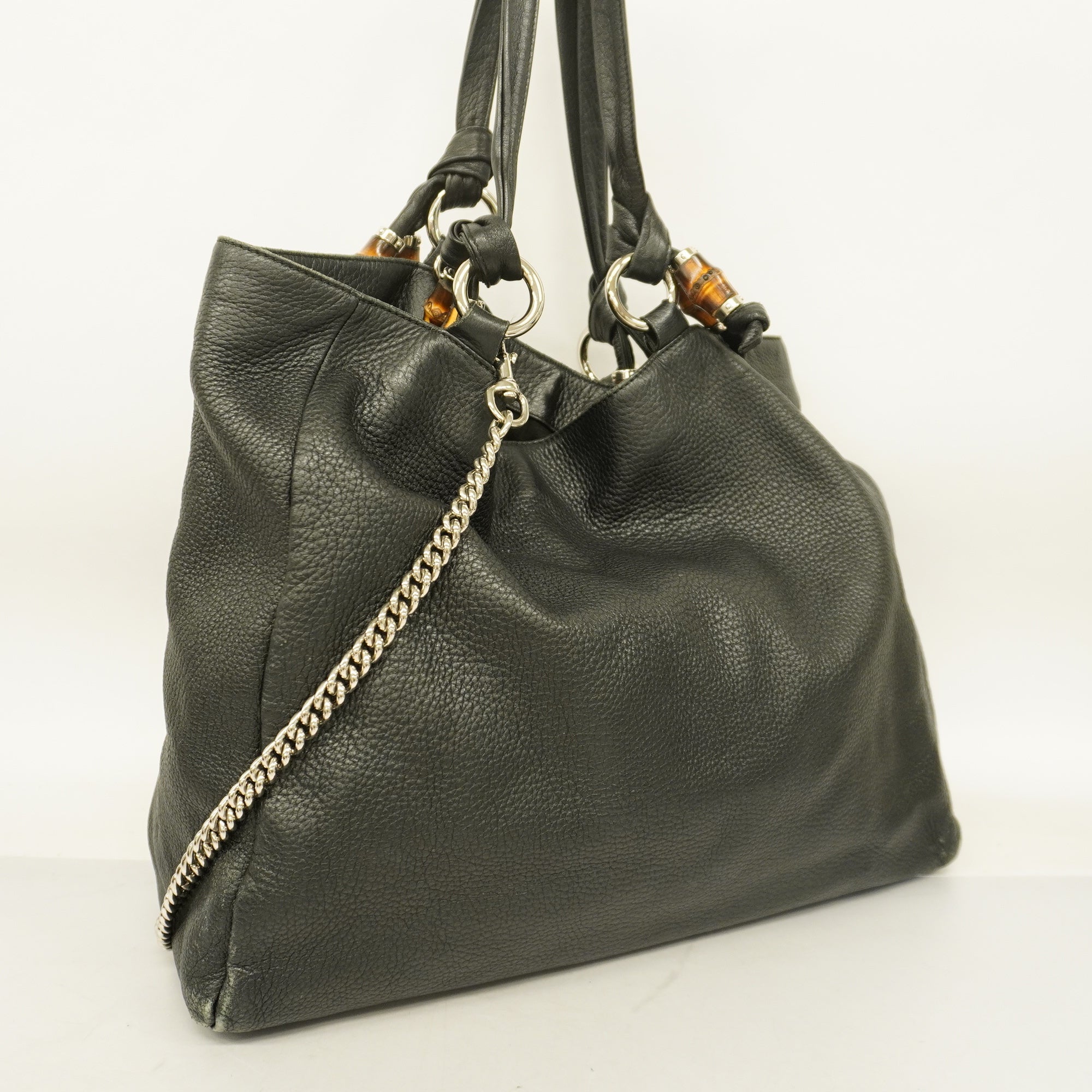 GCCI  Bamboo Tote Bag 232942 Women's Leather Tote Bag Black