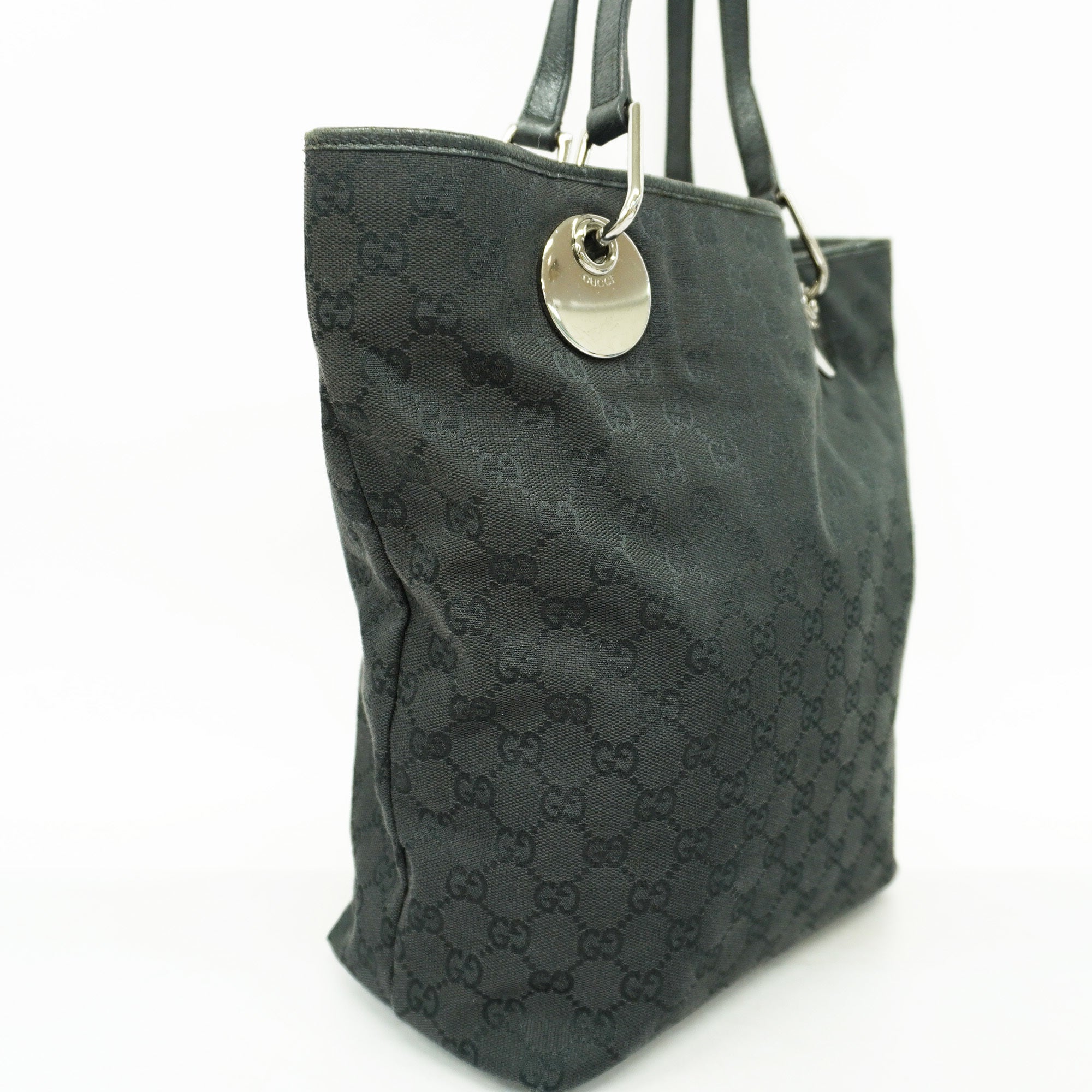 GCCI  GG Canvas120836 Women's Leather Handbag,Tote Bag Black
