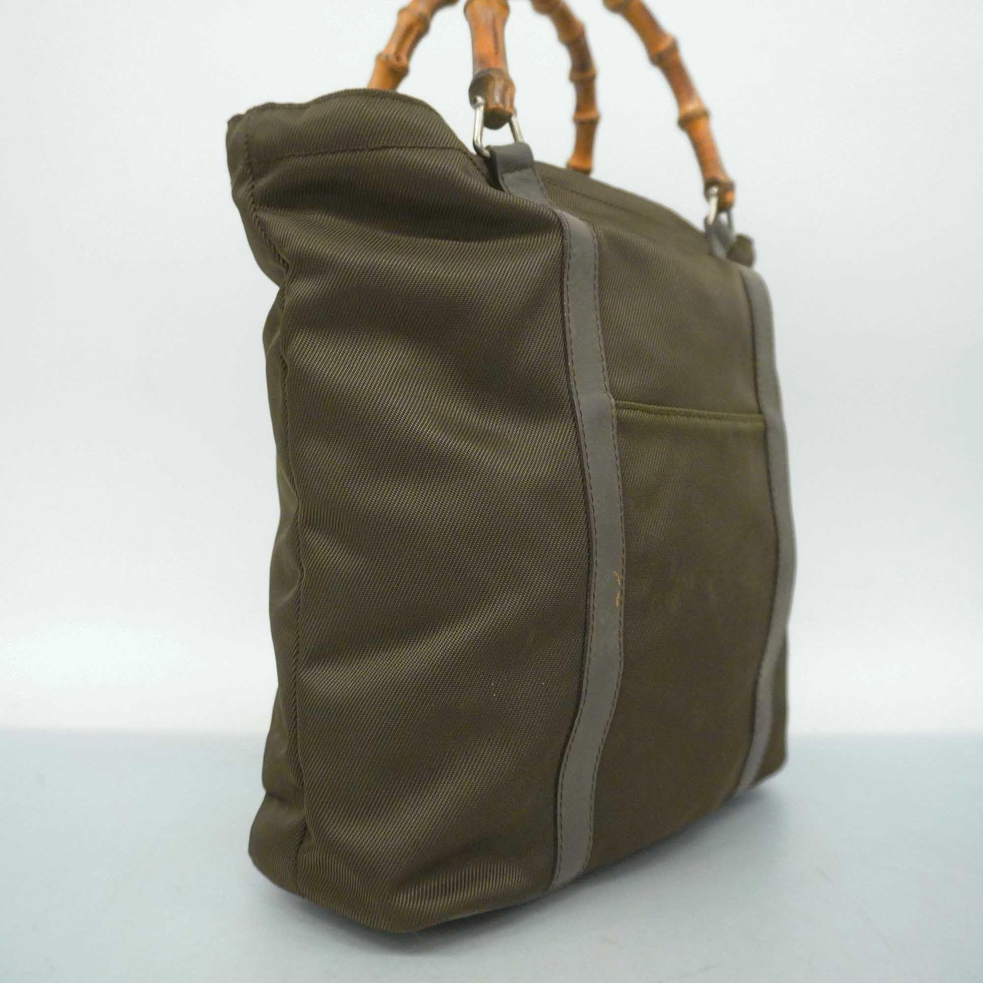 GCCI  Bamboo Handbag 000 1998 0508 Women's Nylon Canvas Handbag Brown