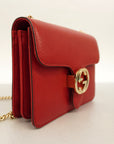 GCCI  Interlocking G 510304 Women's Leather Shoulder Bag Red Color