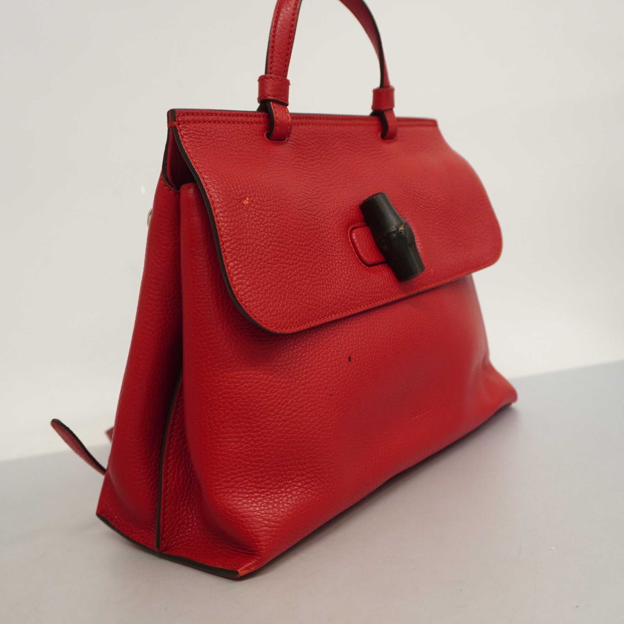 GCCI  Bamboo 2way Bag 392013 Women's Leather Handbag,Shoulder Bag Red Color