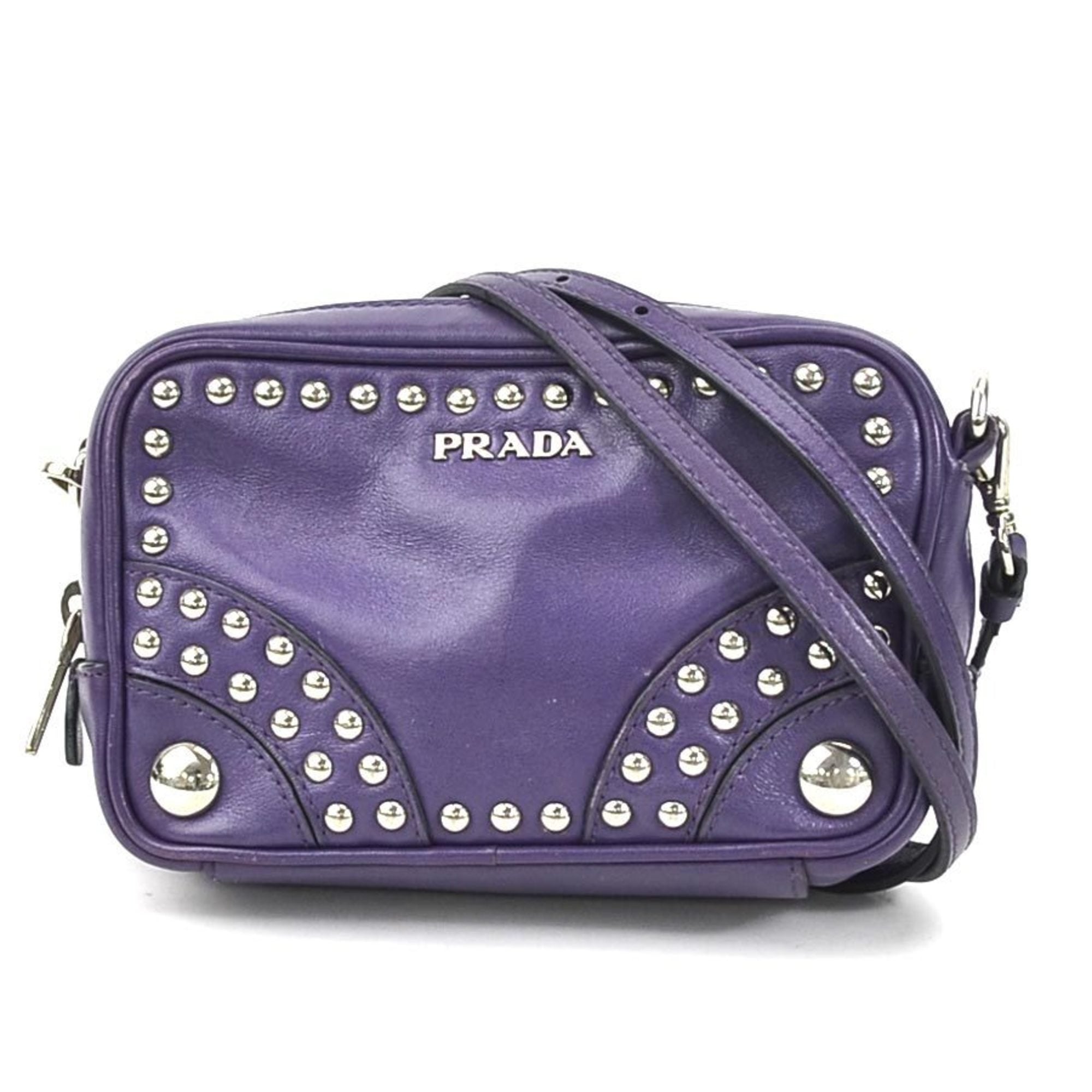 PRD Crossbody Shoulder Bag Leather Purple Ladies