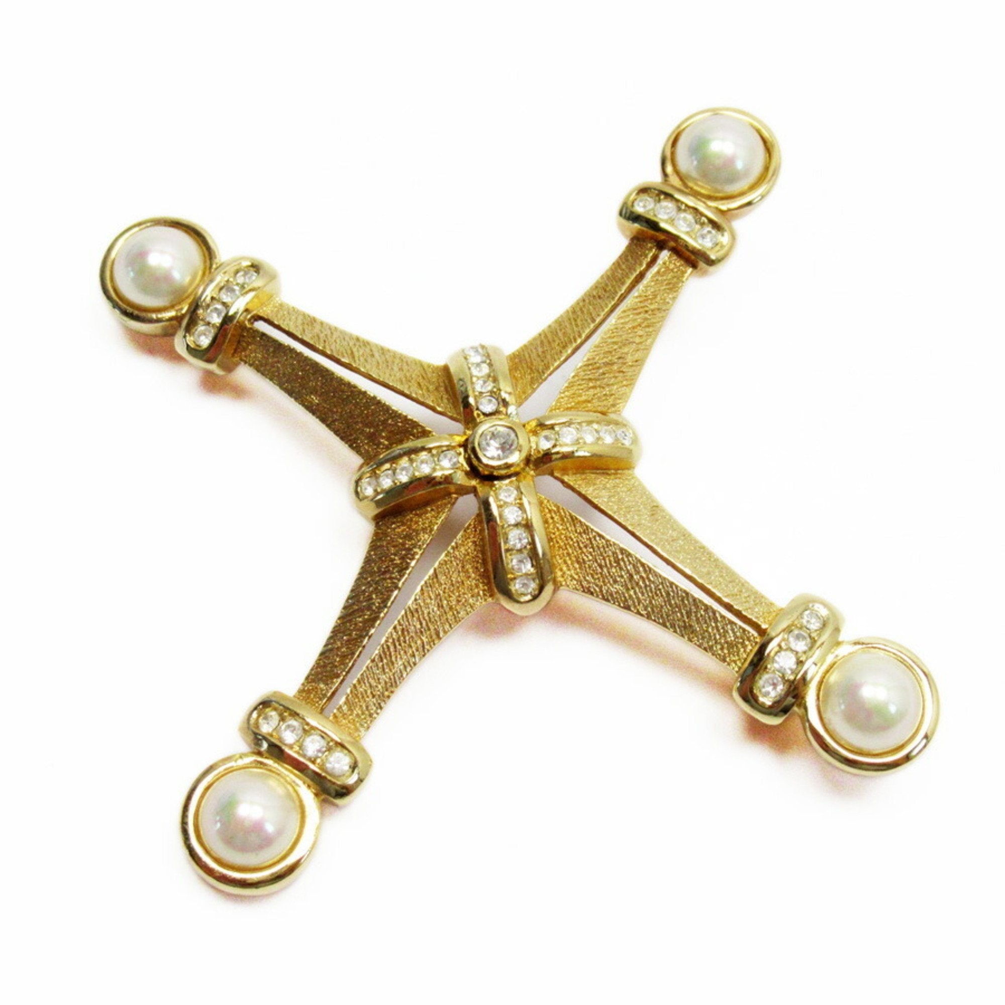 Christian D1OR Brooch Gold Fake Pearl