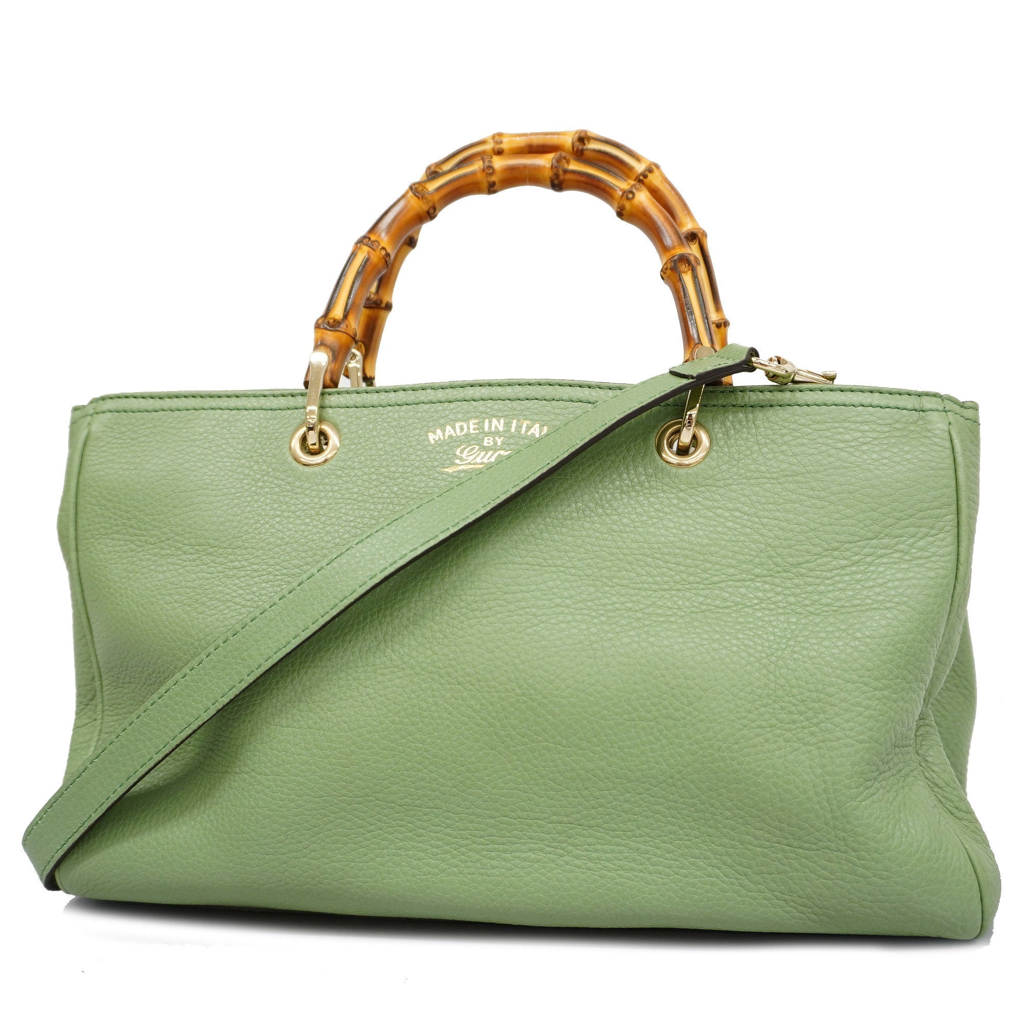 GCCI  Bamboo 2way Bag 323660 Leather Handbag,Shoulder Bag Light Green