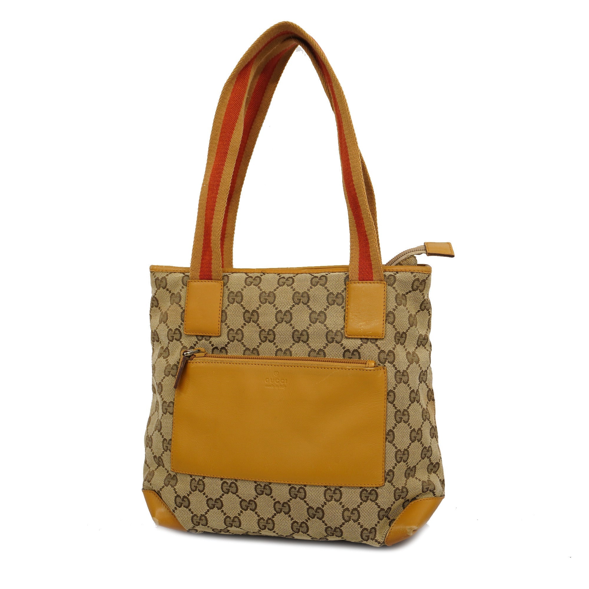 GCCI  GG Canvas 019 0402 Women's Leather Tote Bag Beige