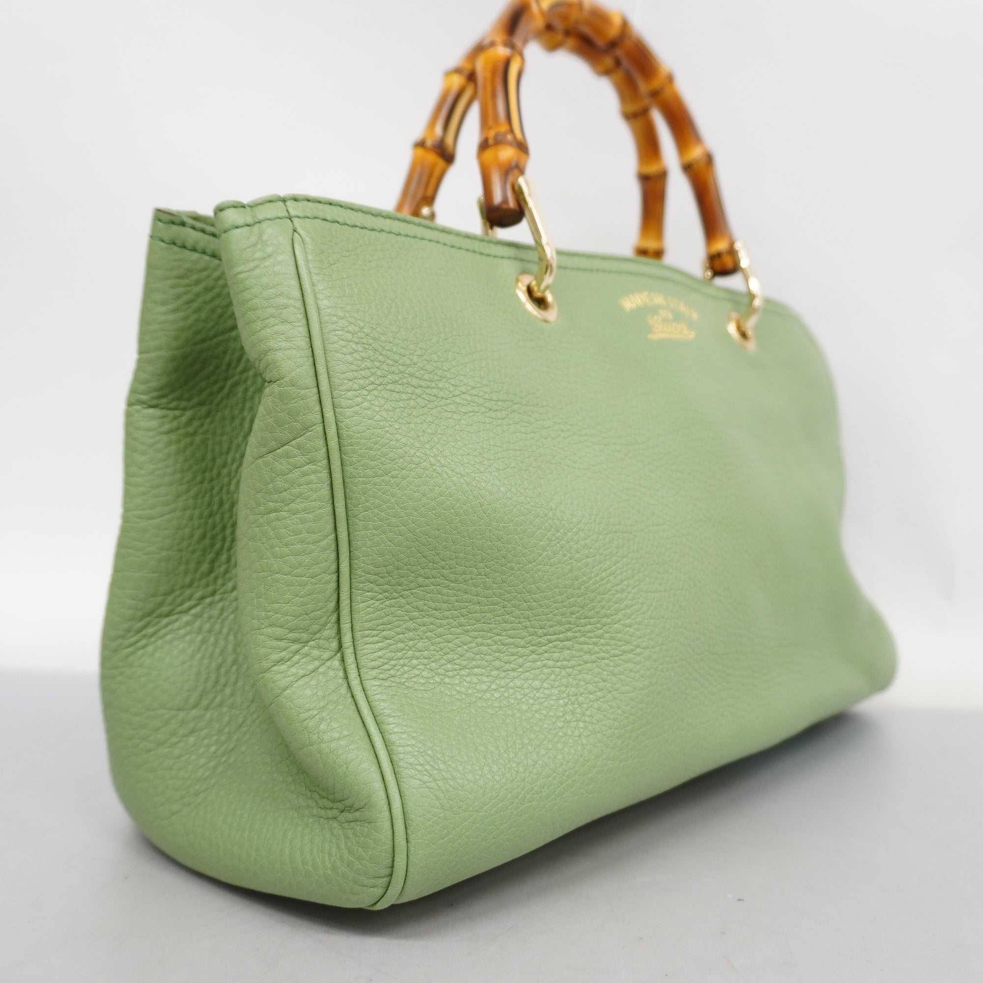 GCCI  Bamboo 2way Bag 323660 Leather Handbag,Shoulder Bag Light Green