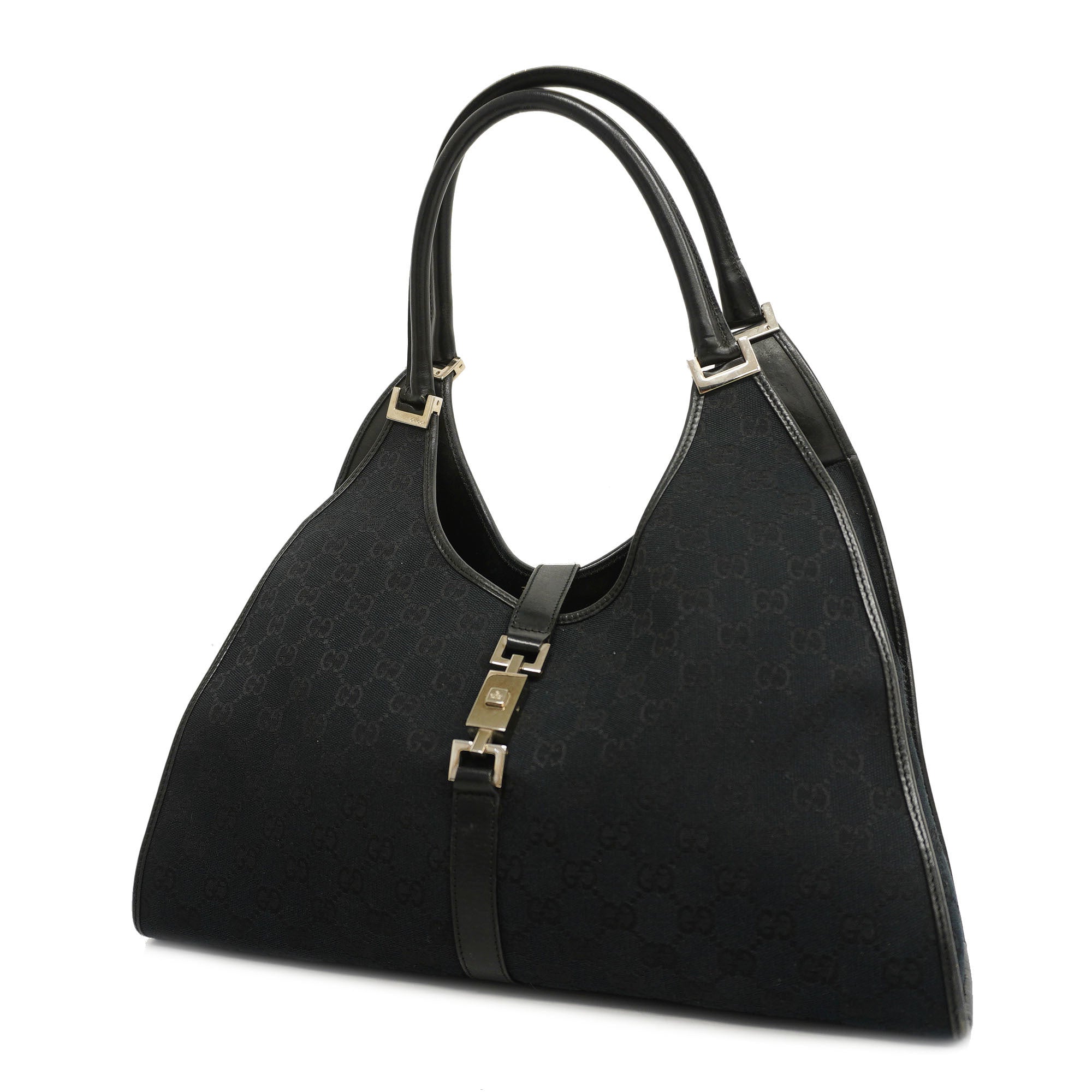 GCCI  Jackie 124407 Women's GG Canvas,Leather Handbag Black