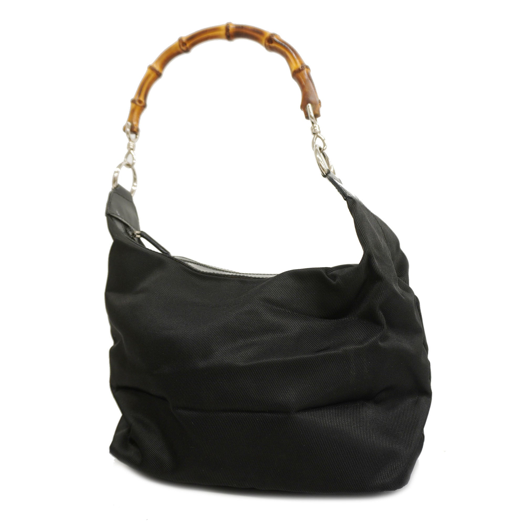 GCCI  Bamboo Shoulder Bag 000 1998 0531 Women's Nylon Shoulder Bag Black