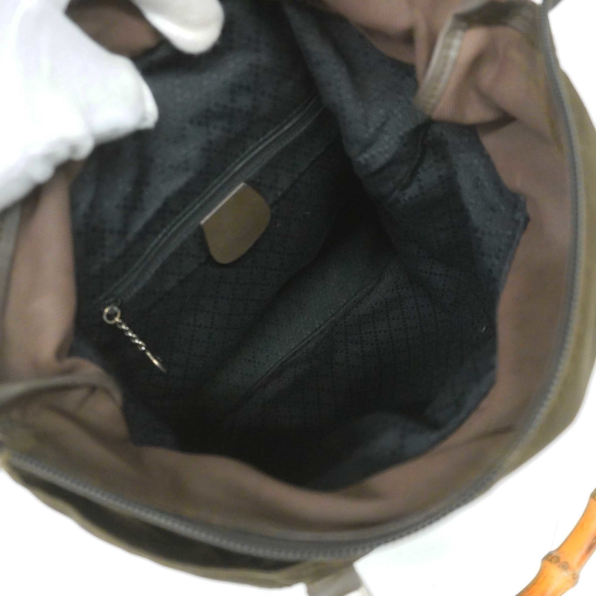 GCCI  Bamboo Handbag 000 1998 0508 Women's Nylon Canvas Handbag Brown
