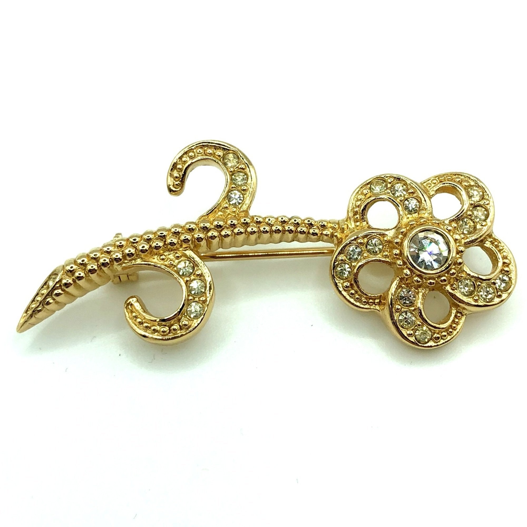 CHRISTIAN D1OR brooch rhinestone gold accessories ladies