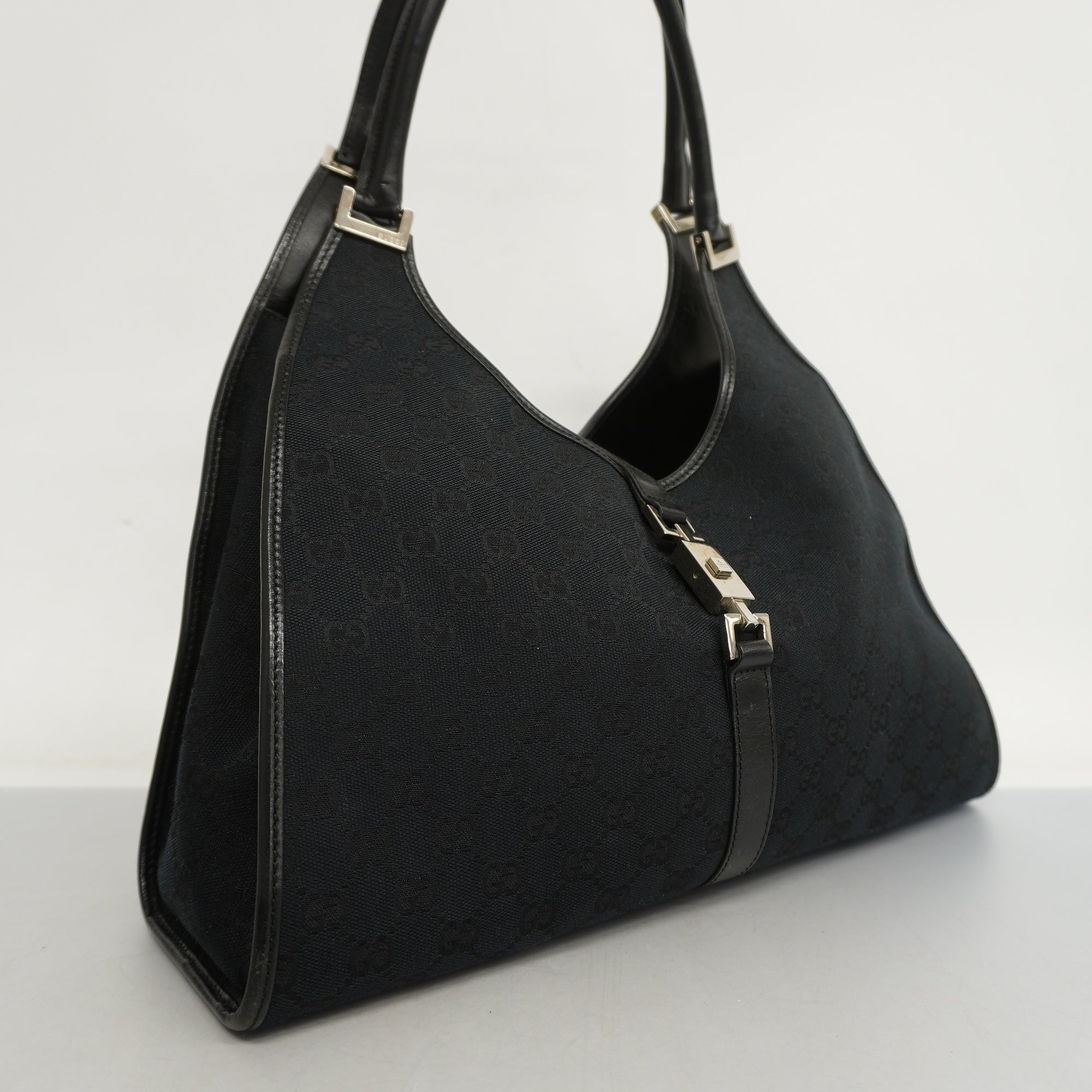 GCCI  Jackie 124407 Women's GG Canvas,Leather Handbag Black