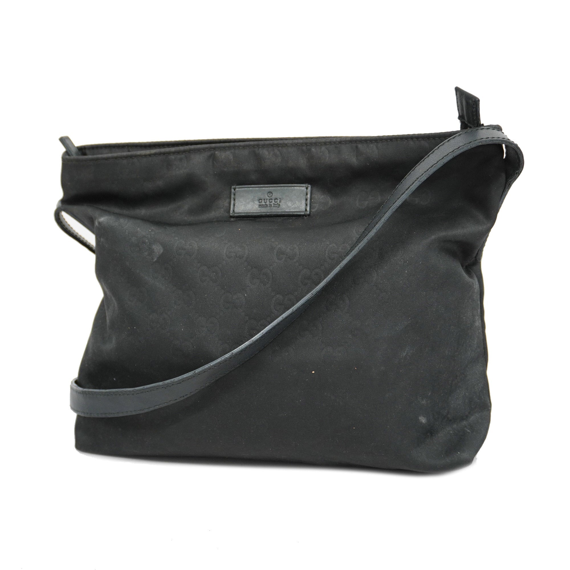 GCCI  GG Nylon 314529 Nylon,Leather Shoulder Bag Black