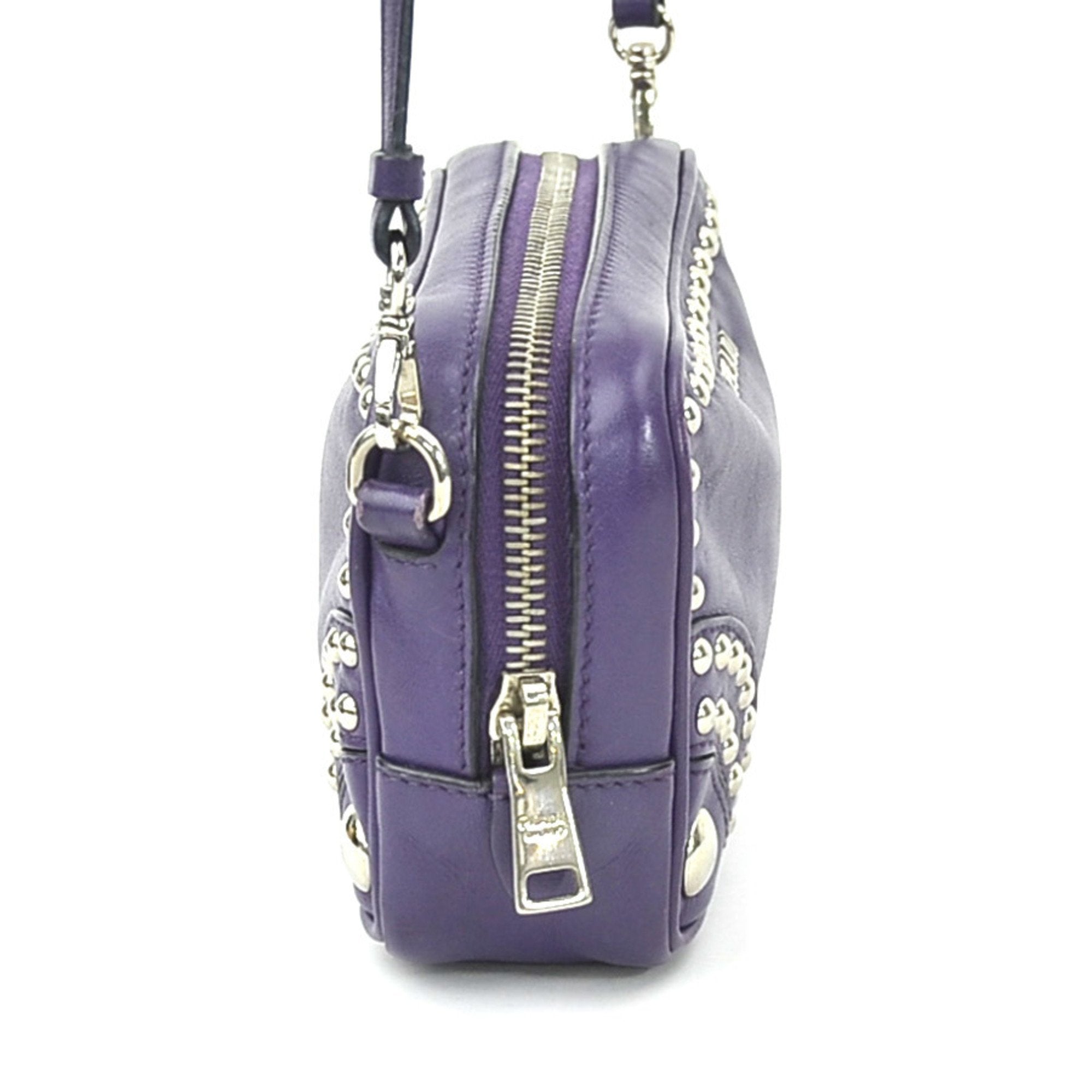 PRD Crossbody Shoulder Bag Leather Purple Ladies