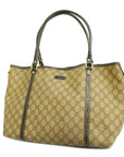 GCCI  GG Supreme 197953 Women's Leather Tote Bag Beige,Dark Brown