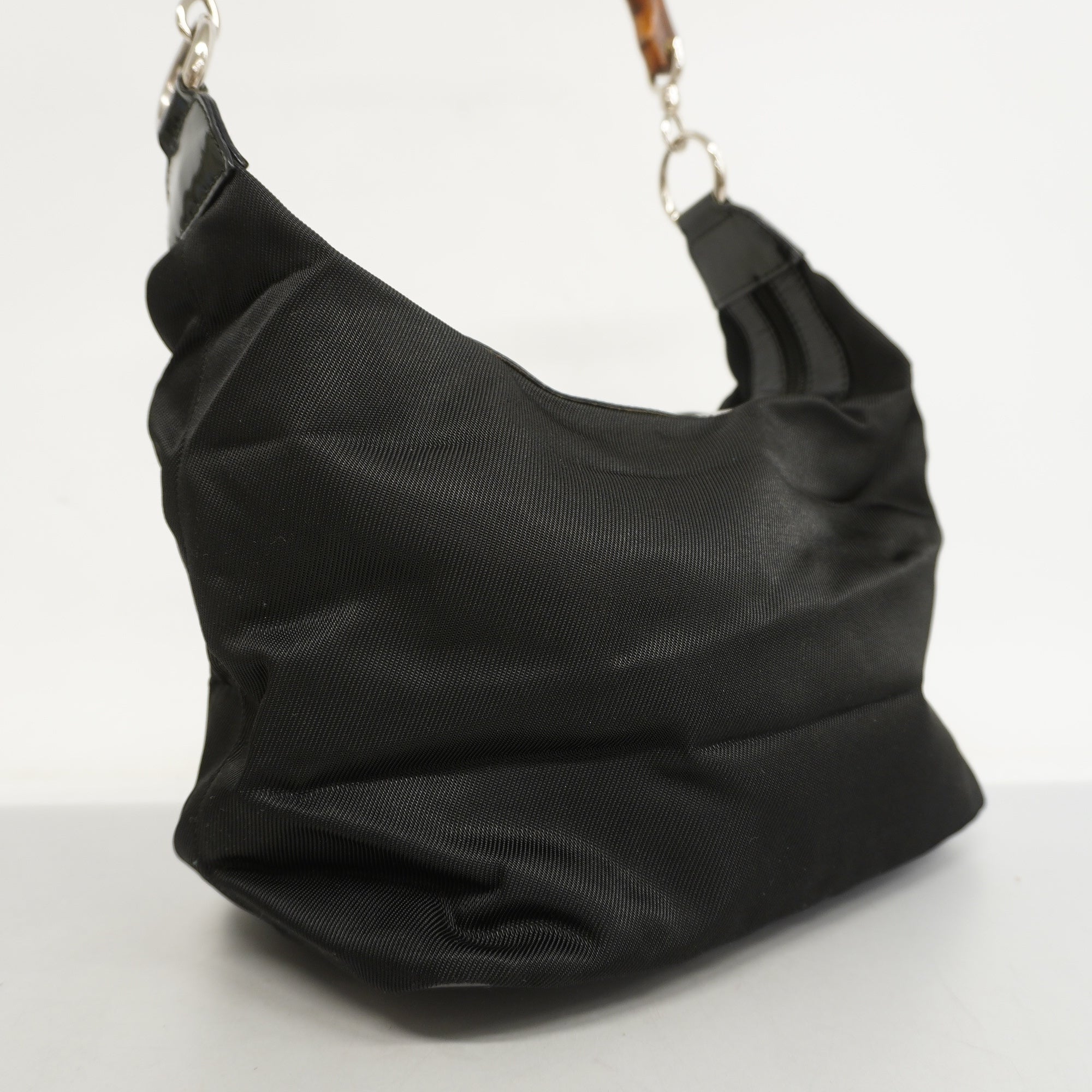 GCCI  Bamboo Shoulder Bag 000 1998 0531 Women's Nylon Shoulder Bag Black