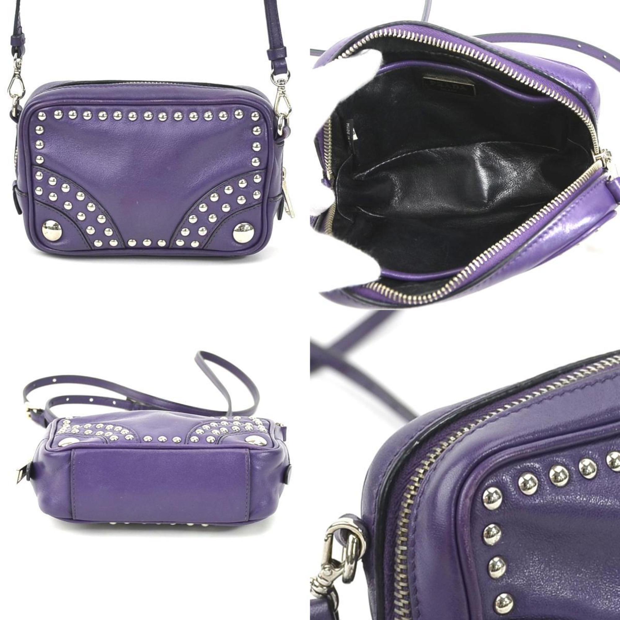 PRD Crossbody Shoulder Bag Leather Purple Ladies