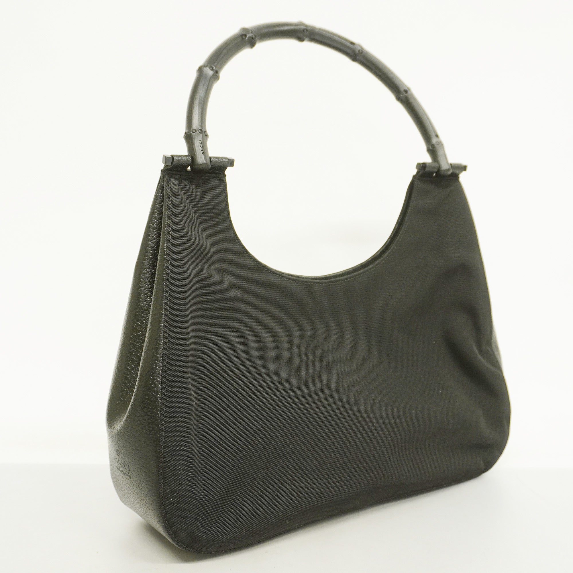 GCCI  Bamboo Handbag 001 3739 Women's Nylon,Leather Handbag Black