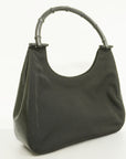 GCCI  Bamboo Handbag 001 3739 Women's Nylon,Leather Handbag Black