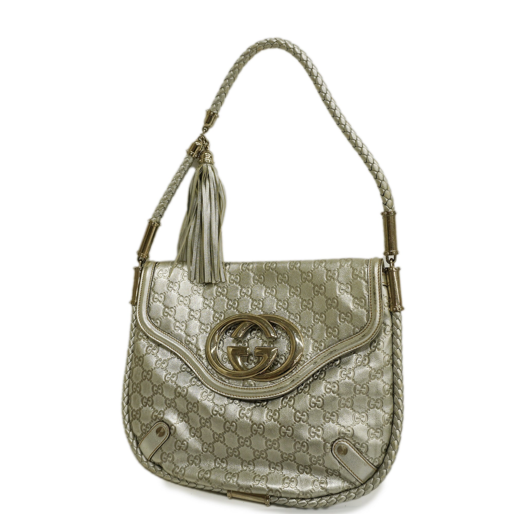 GCCI  Interlocking G167732 Women's Leather Shoulder Bag Silver