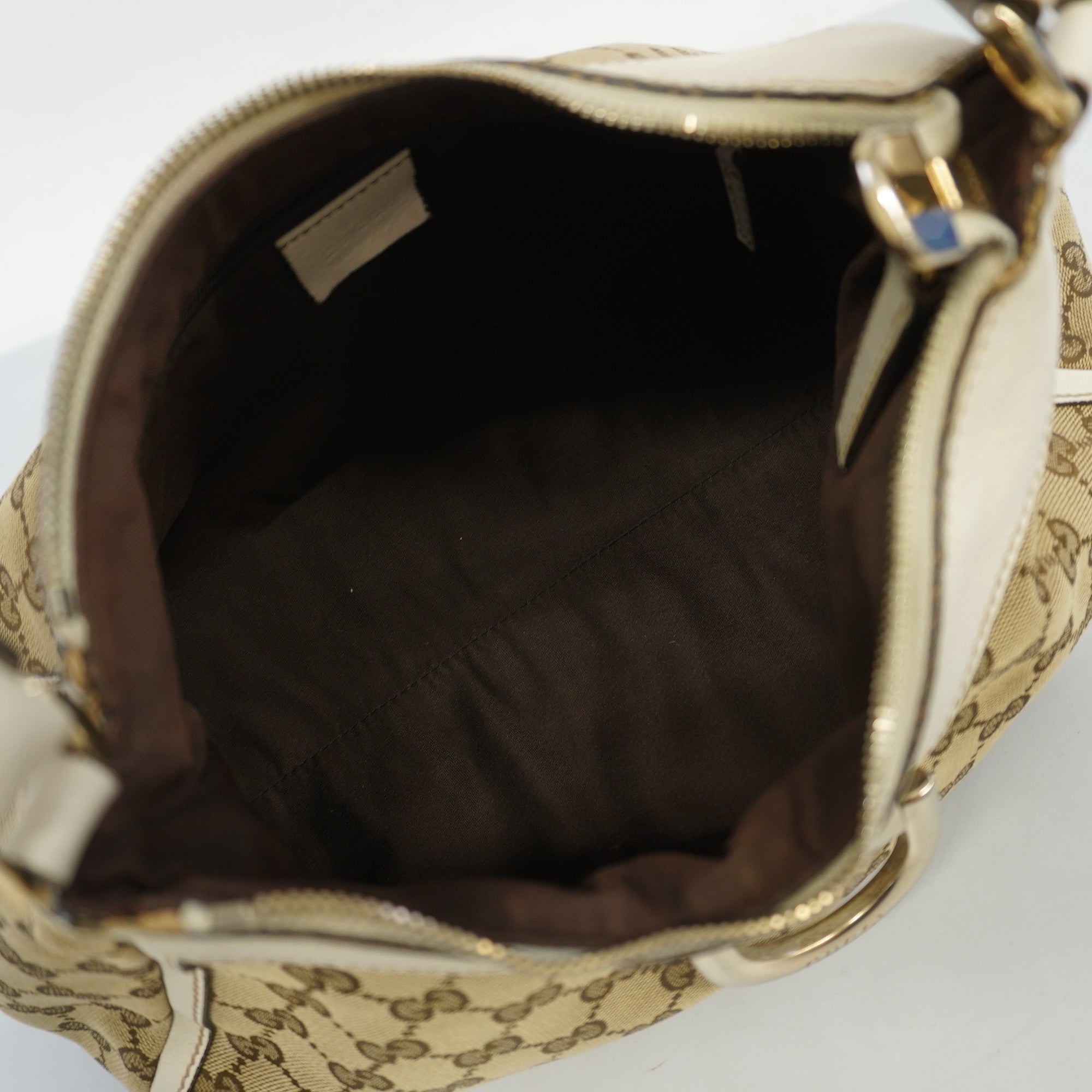 GCCI  GG Canvas Handbag 190525 Women's Handbag Beige,White