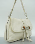 GCCI  Bamboo 235320 Women's Leather Shoulder Bag Ivory
