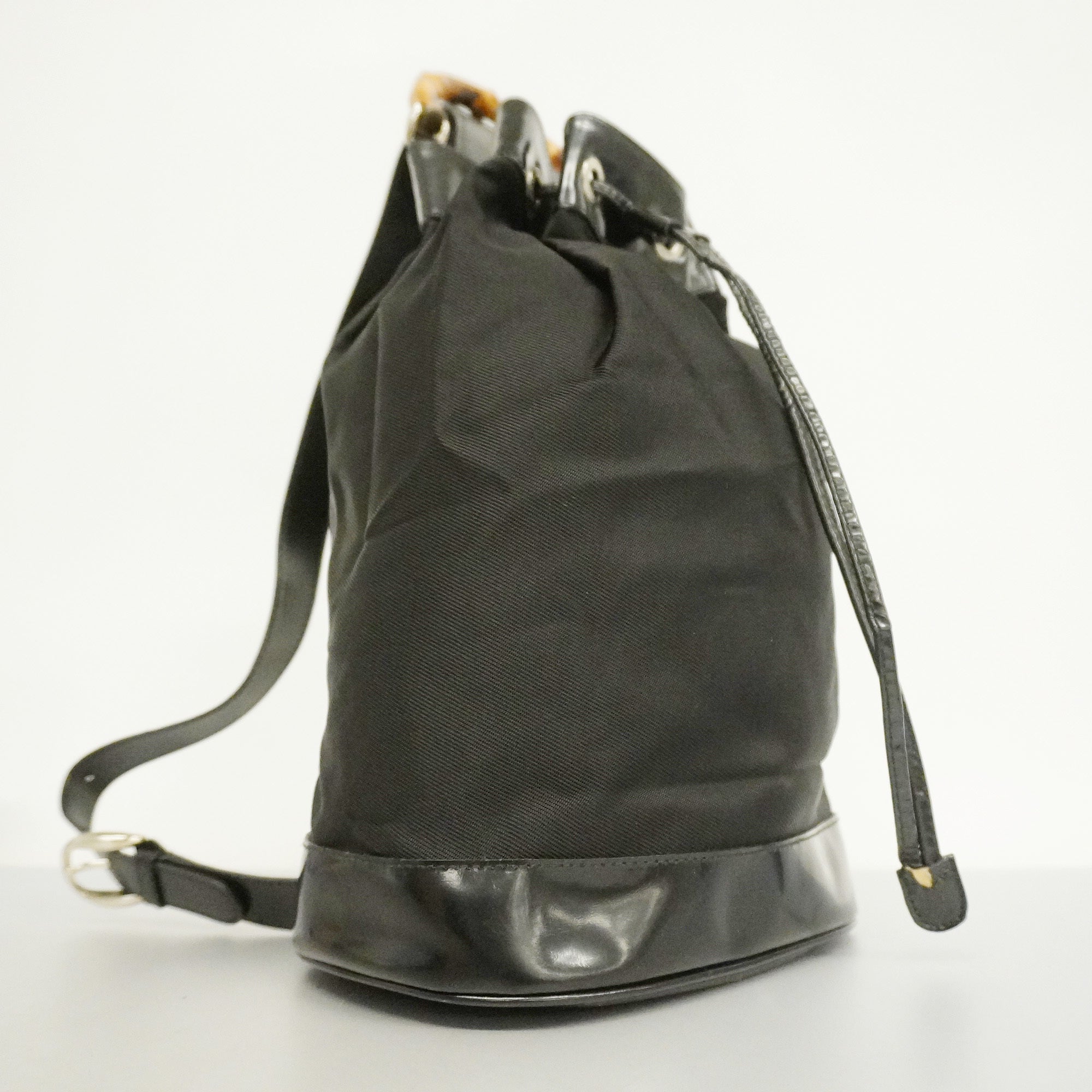 GCCI  Bamboo Shoulder Bag Nylon/enamel 003 2113 0036 Shoulder Bag Black