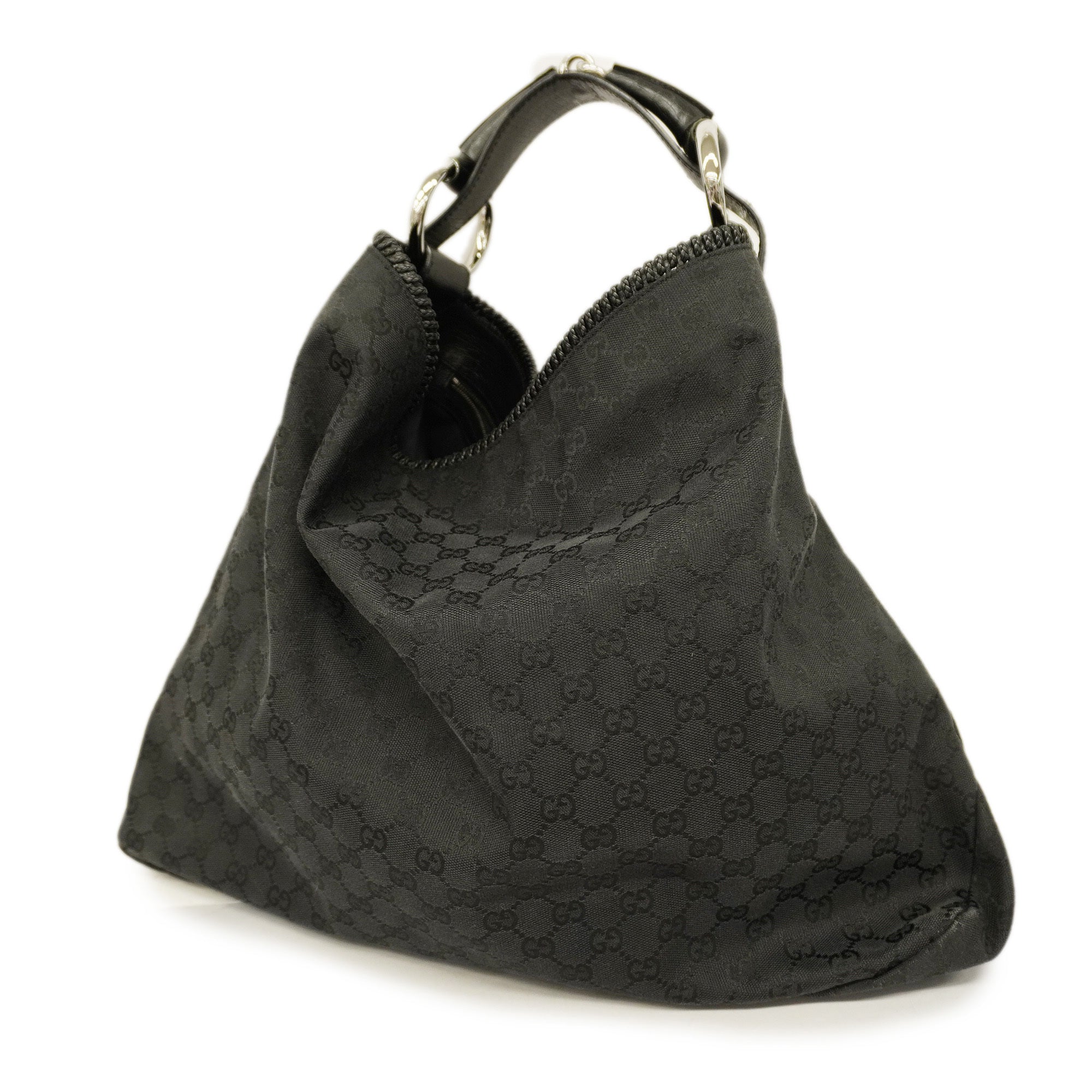 GCCI  Horsebit Shoulder Bag 114900 Women's GG Canvas Shoulder Bag Black