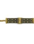 CHRISTIAN D1OR Bracelet Khaki Gold Canvas GP Chain Jacquard Plate Adjuster Accessory