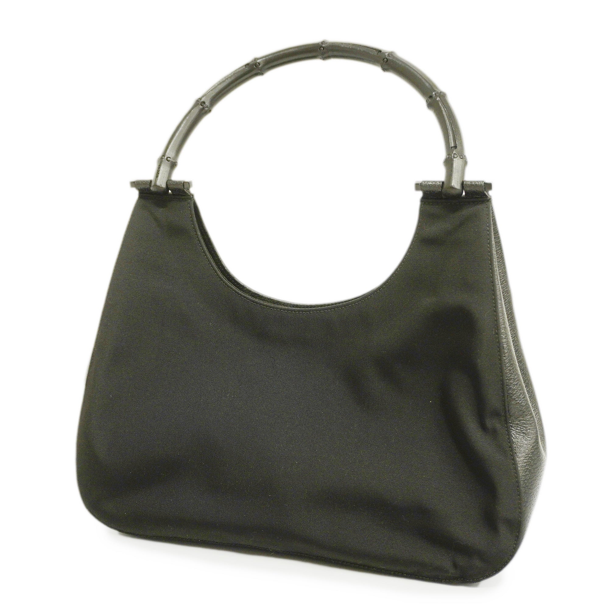GCCI  Bamboo Handbag 001 3739 Women's Nylon,Leather Handbag Black