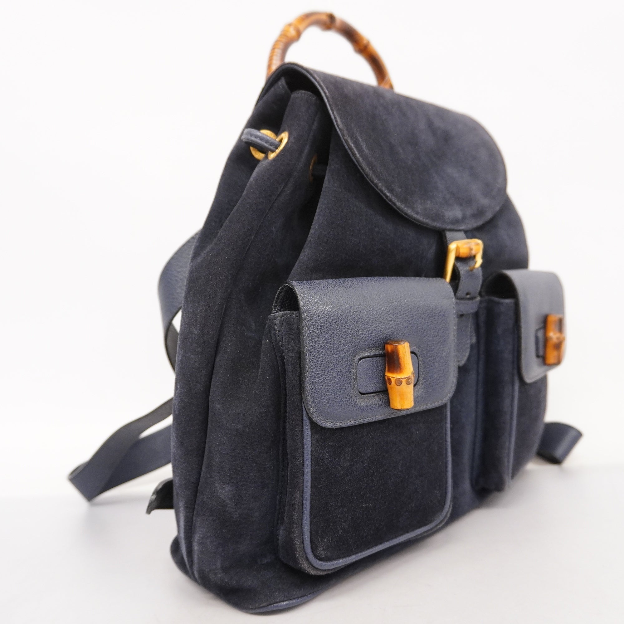 GCCI  Bamboo Rucksack 003 2058 0016 Women's Leather,Suede Backpack Navy