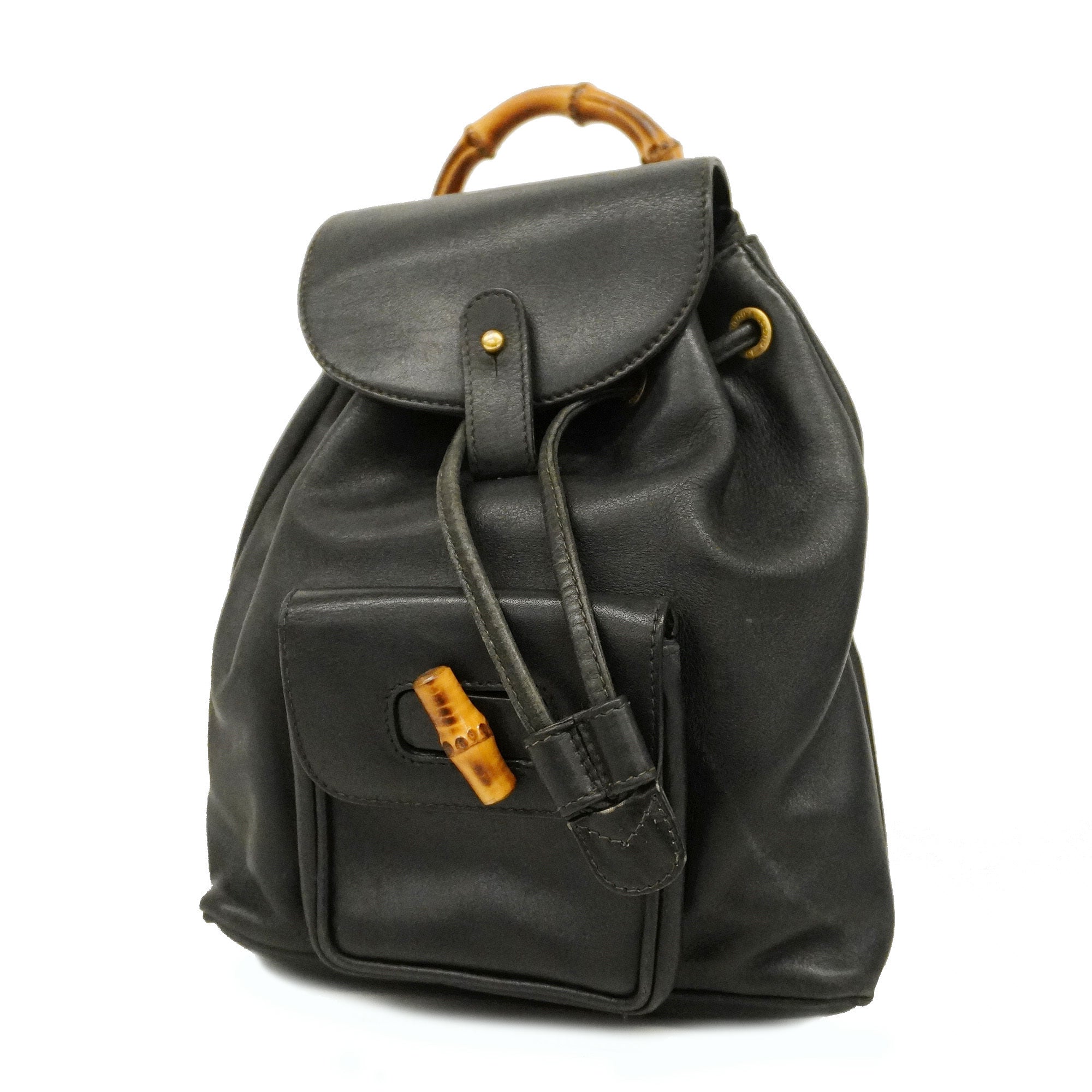 GCCI  Bamboo Rucksack 003 1705 0030 Women's Leather Backpack Black